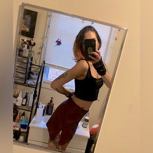 Express Maroon Faux Leather Skirt, size 2